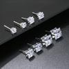 S925 Ear Piercing Four-Claw Square Zircon Niche Simple Elegant New Light Luxury Commuting Ear Bone Stud Earrings
