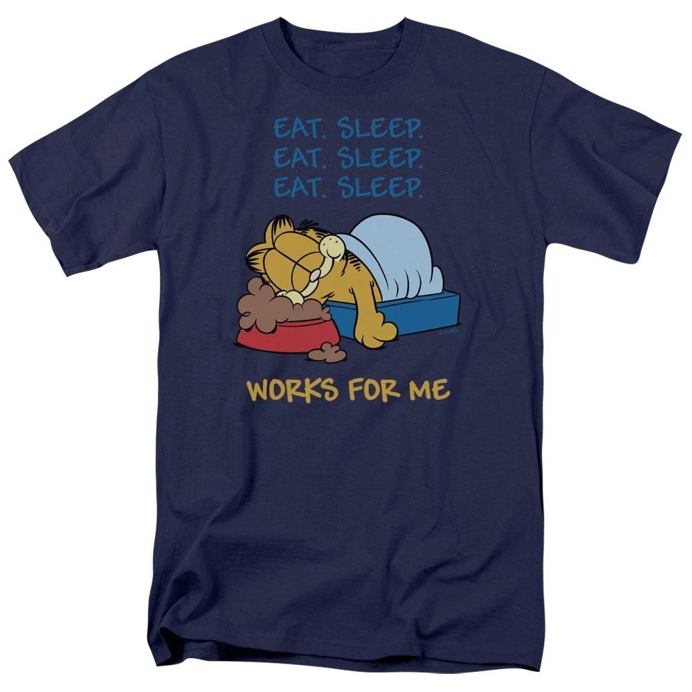 Garfield - Works For Me - Unisex Short Sleeve Children s T-shirt - Blue 140