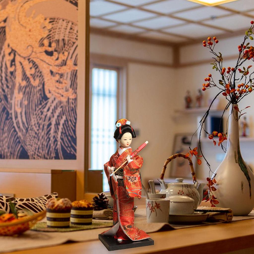 Etnické japonské panenky Gejši Orientální starověké panenky Kabuki 9" Kimono panenky Dívčí soška pro domácí kancelář ložnici obývací pokoj stůl Dívka