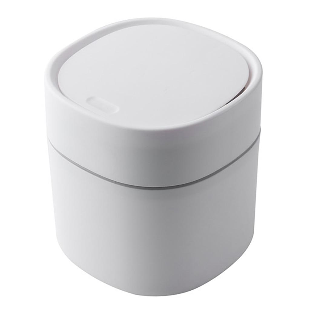 Good-Mini Trash Can Desktop Waste Bin With Press-Open Lid Small Table Top Bin Graceful Round Corner Paper Bin For Home