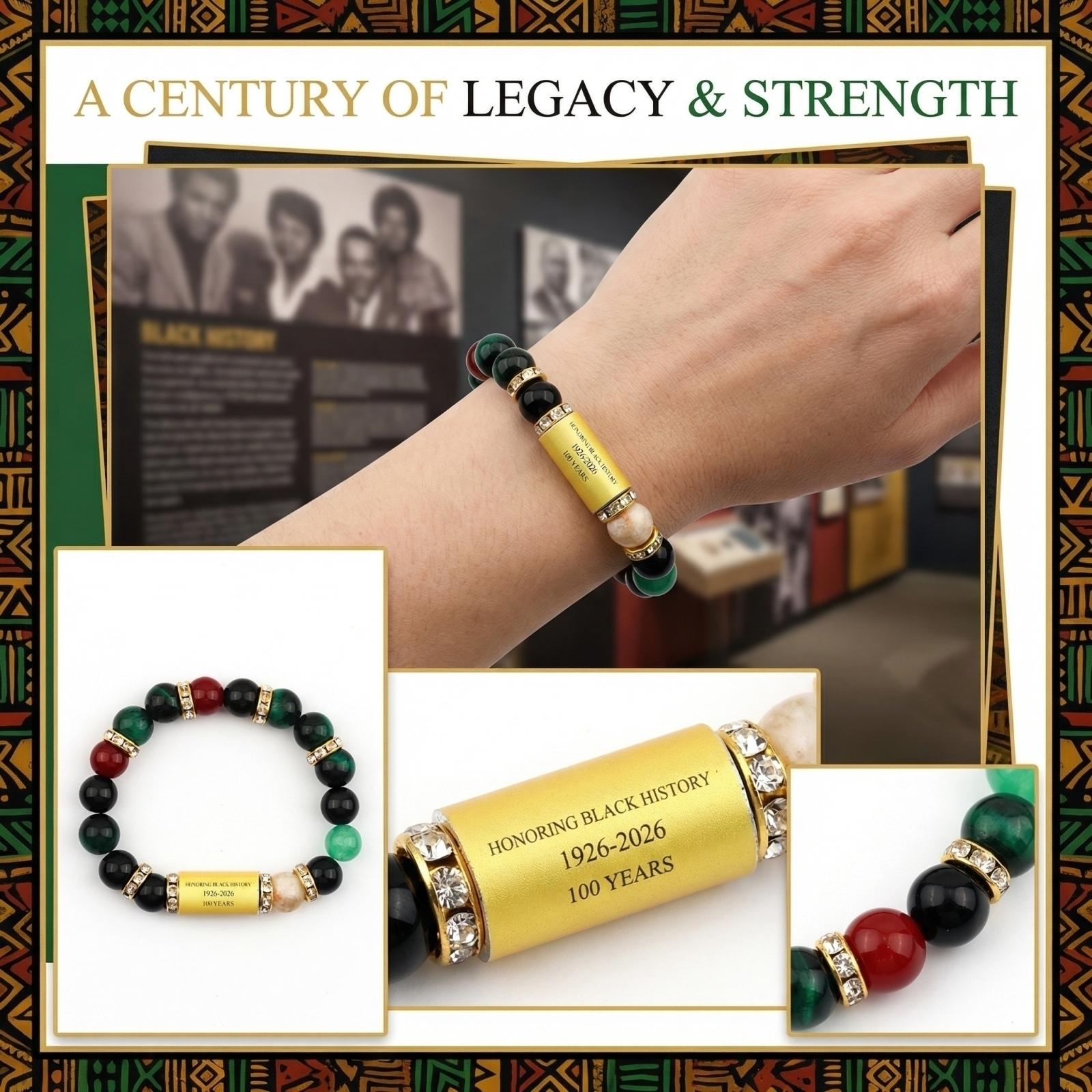 

Black Centennial Commemorative Bracelet Jade Marrow Tube Drill Ring Bracelet One Size чорний