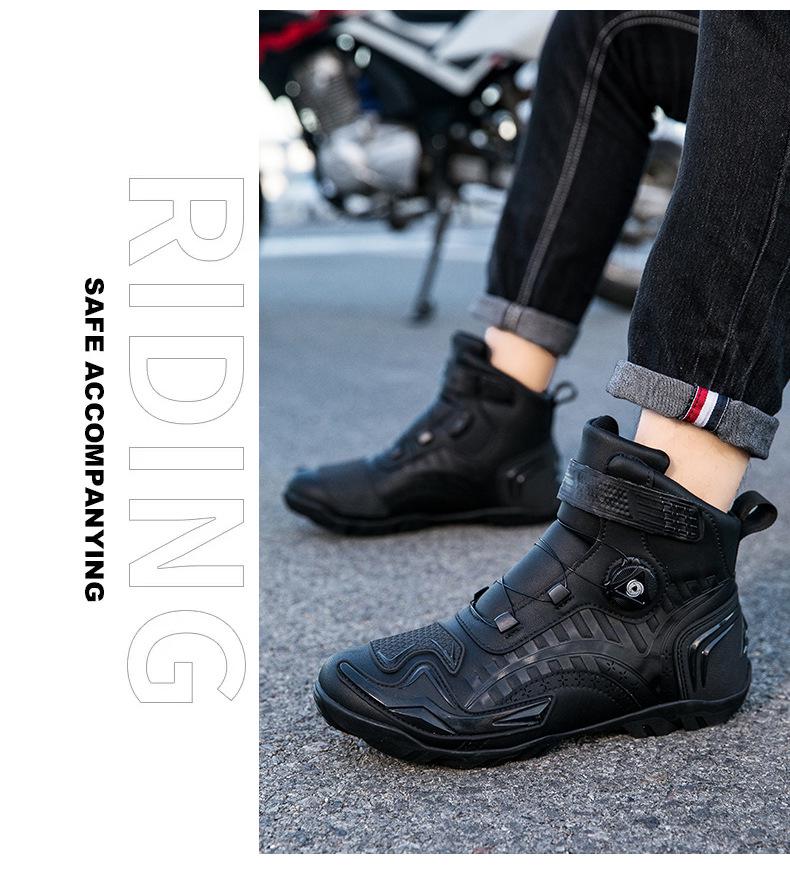 Stivali da Moto da Uomo per Tutte le Stagioni - Scarpe alla Caviglia per Fuoristrada e Corse