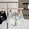 Summer 2025 Women's American Retro A-Line Hot Girl Denim Shorts - Slimming, Wide Leg, Super Short
