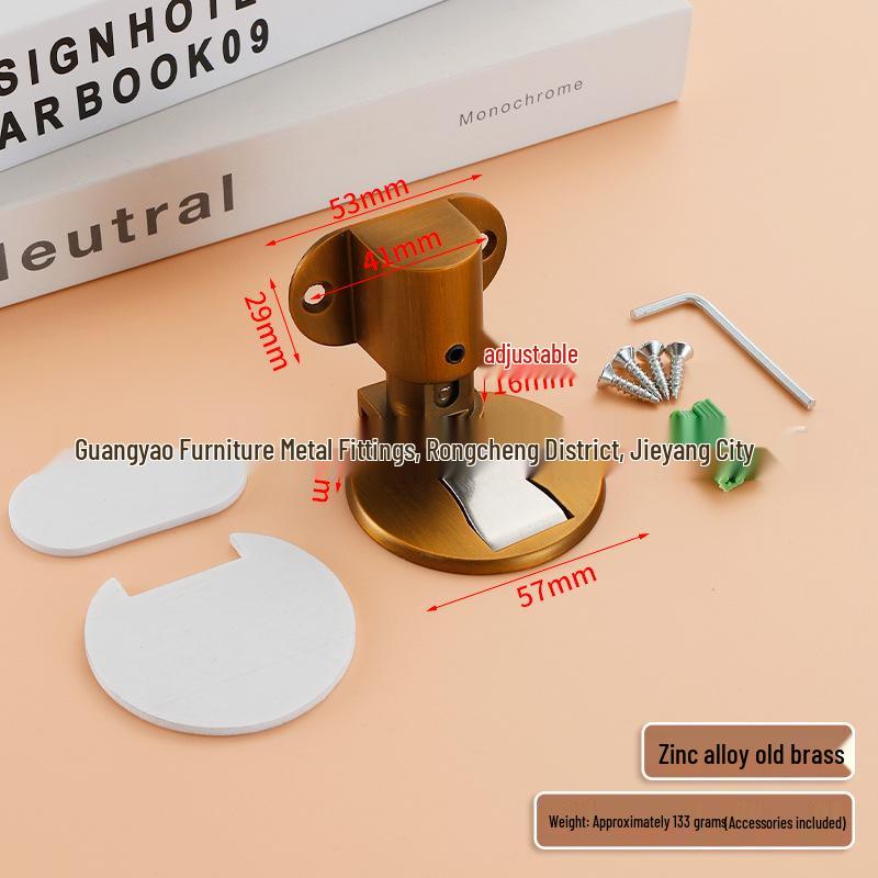 Adjustable Height Magnetic Zinc Alloy Door Stop - Punch-Free, Anti-Collision, Invisible Design
