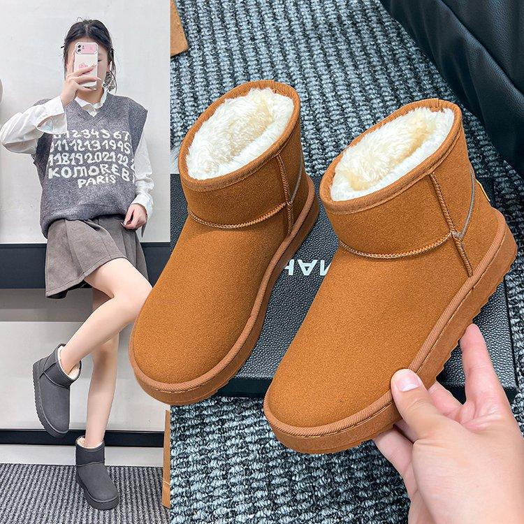 Women's Large Size Soft Sole Winter Warm Fur Snow Boots Padded Lined Ankle Boots Anti-slip Hiking Casual Sports Cotton Boots