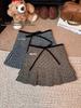 Women's Plus Size Grey Polka Dot Knit Wool A-Line Pleated Short Skirt with High Waist