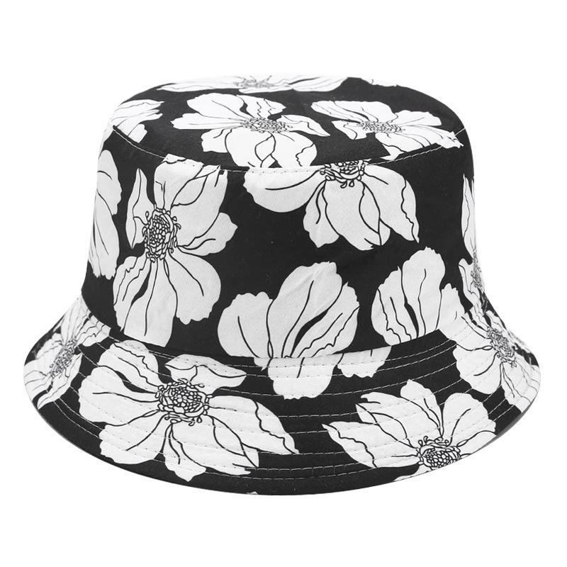 New Ethnic Style Flower Bucket Hat Trendy Women Sunscreen Sunshade Double-sided Basin Hat Hot Hat