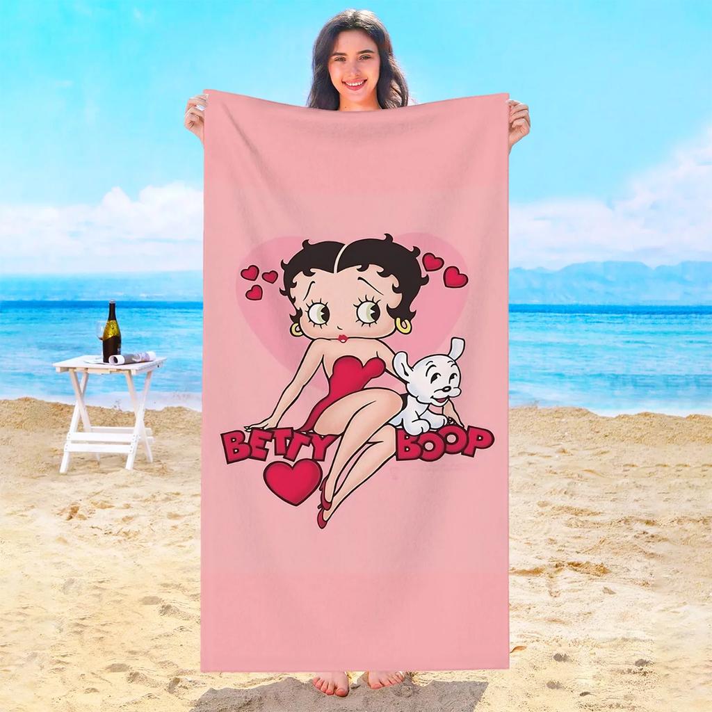 Cute Girls B-Bettys Boops Beach Towel Sauna Swimming Pool Bath Towels Bathroom For Home Playa Travel Spa Baby Microfiber Gym Sea