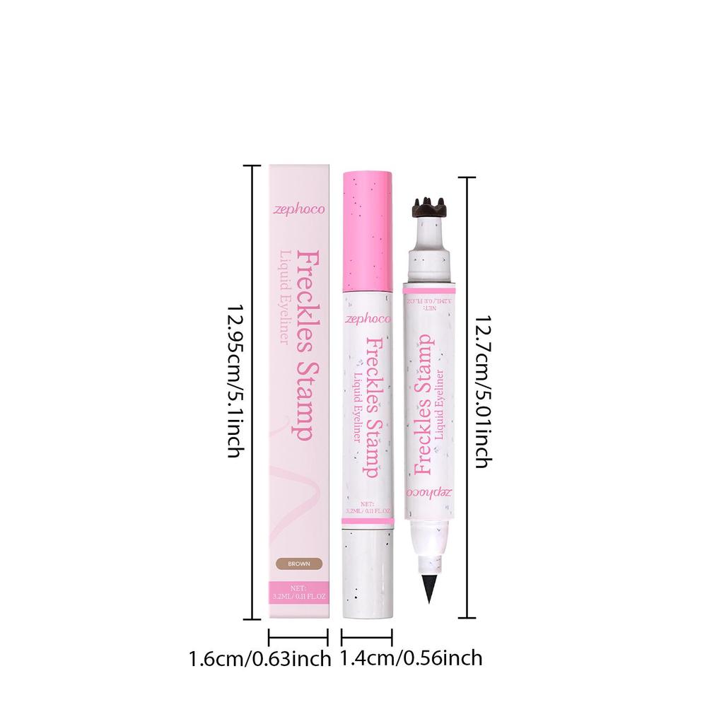 Zephoco 2-in-1 Brown Waterproof Eyeliner & Freckle Pen - Natural, Smudge-Free, Long-Lasting, Smooth Makeup.