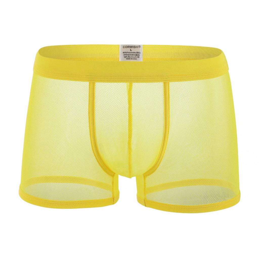 Men Sexy Mesh Boxer Trunks Soft Underwear Transparent Underpants Bulge Pouch Panties Breathable Boxer Shorts Lingerie Knicker