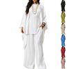 Completo da Donna 2 Pezzi con Top a Manica Lunga Colorato e Pantaloni a Gamba Larga con Orlo Irregolare
