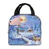 Christmas Snow Cartoon Gift Deer Insulated Lunch Bags Cartoon Resuable Thermal Cooler Food Lunch Box Kids School Children