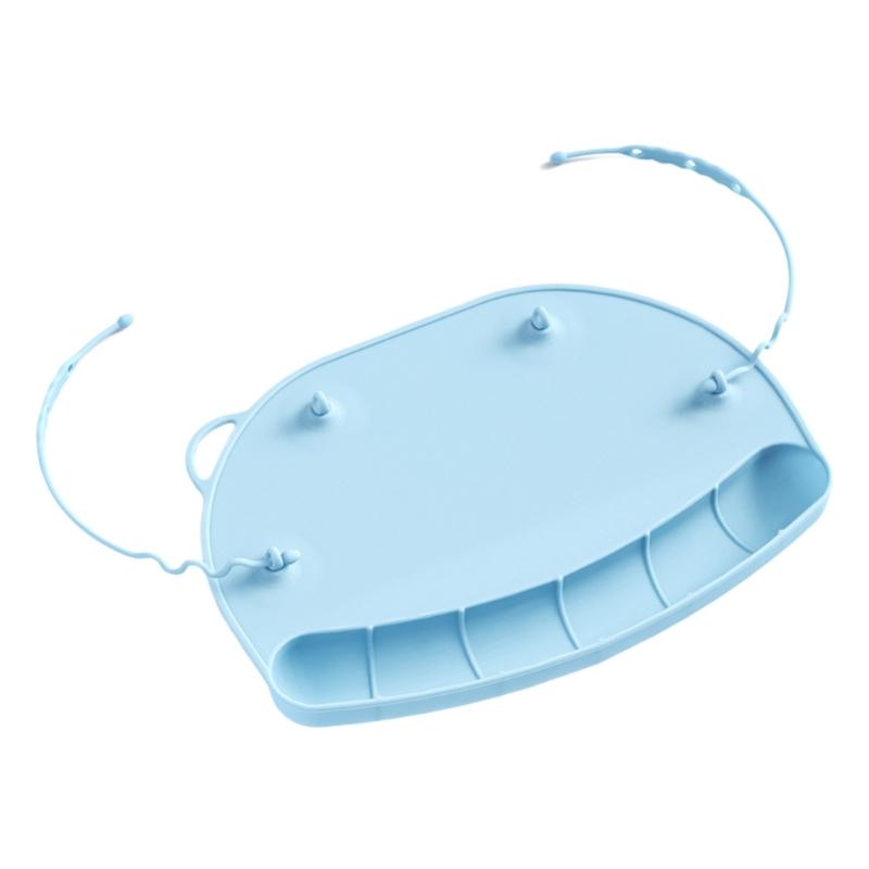 

Дитячий силіконовий килимок для столу з кишенями для збору їжі, нековзний, з піднятими краями для годування немовлят синій