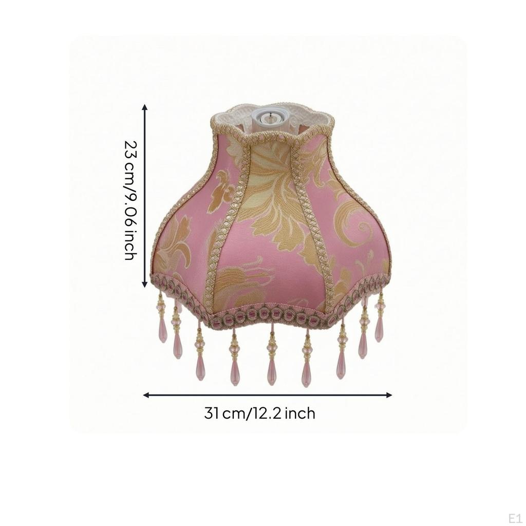 Lamp Shade with Tassel Beaded Lampshade Tassels Floral Princess for Girls, Teens,