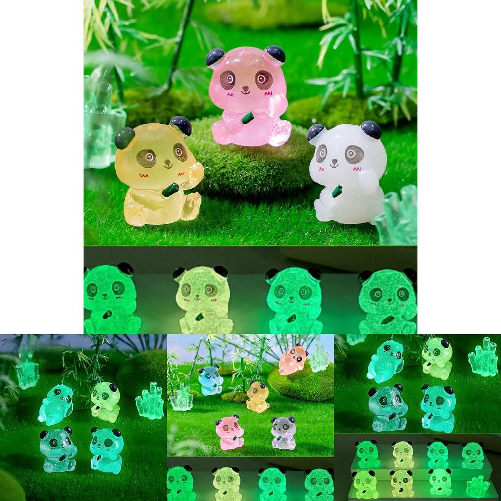 Charming Resin Panda Ornaments Glow In The Dark Garden Accessories In 7 Colors