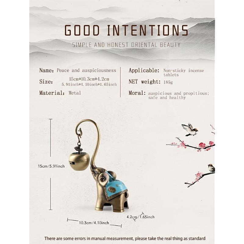 LASODY Elegant Elephant-Shaped Metal Incense Holder Sandalwood Scented Ideal for Christmas Easter Thanksgiving Father'S Mother'S Day Gifts