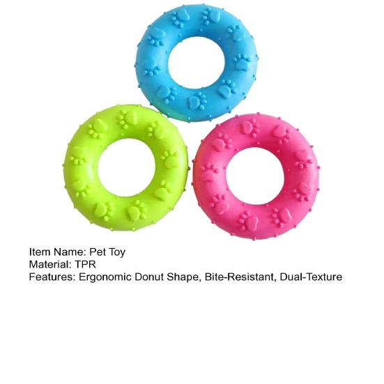 Pet Toy Donut Shape Interactive Throwing Catching Dog Toy Teeth Cleaning Massage Bumps Footprint Texture Bite-Resistant Pet Dog Chew