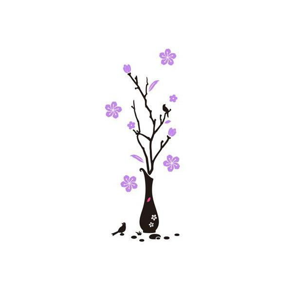 Rose Vase Acrylic Mirror Wall Stickers Plum Blossom DIY Art Wall Decal Living Room Bedroom Home Flower Wallpaper Decor