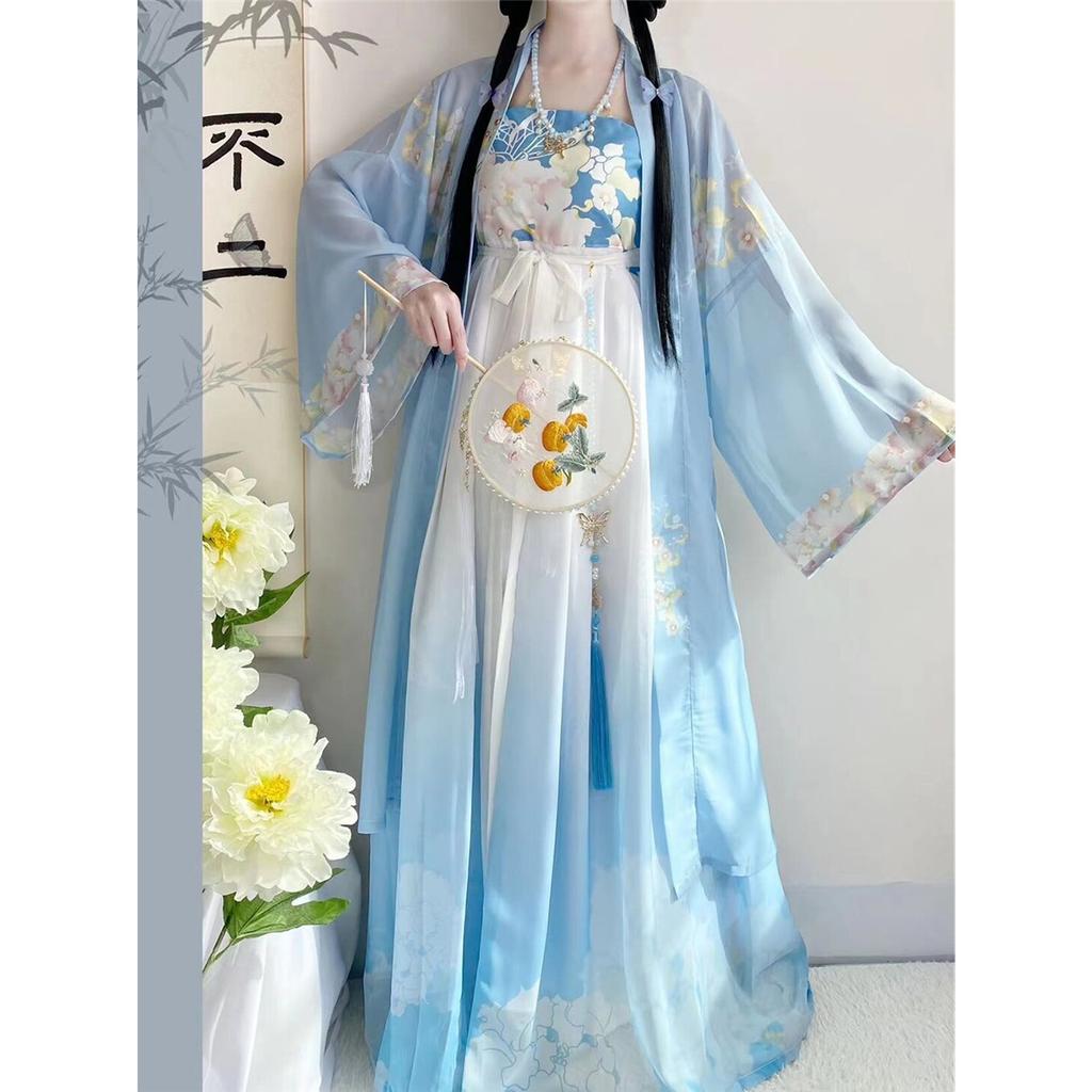 Women's Tang Dynasty Style Hanfu, Printed Hezi Skirt One-Piece Outfit, Traditional Chinese Daily Wear Costume