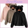 Women Fleece Hoodie Coat With Cute Bear Ear Design And Hooded Collar For Cozy Winter Wear