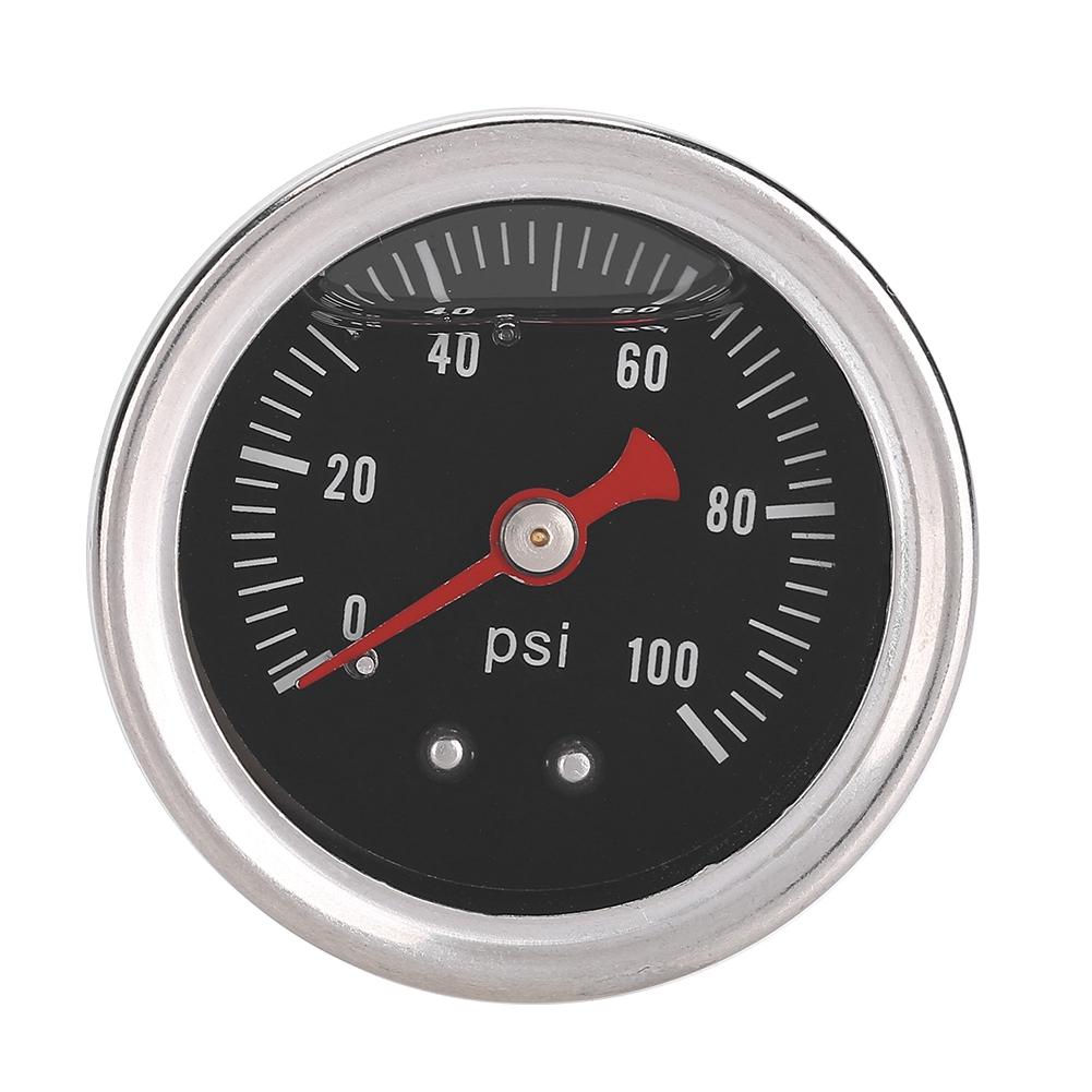 0 100 PSI Bar Universal Car Fuel Pressure Regulator Gauge Liquid Fill Fuel Oil Meter