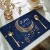 Ramadan Kareem Placemats Holiday Party Decor Navy Blue Moon Eid Al-Fitr Mubarak Kitchen Dining Table Mats Ramadan Decorations