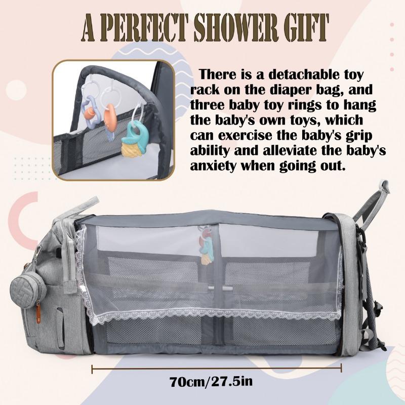 Large Capacity Mommy Bag Multifunctional Travel Diaper Backpack Portable Diaper Pad Stroller Straps Thermal Insulation