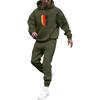 Men's Solid Color Flag Print Hooded Universal Versatile Hooded Sweatshirt Sweatpants Casual Sports Suit