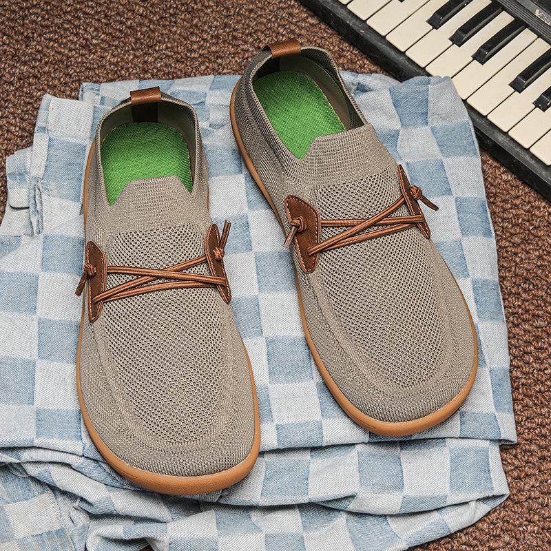 New Casual Fly-woven Men's Casual Breathable 2025 Direct Sales Casual Lazy One-pedal Wide-headed Shoes