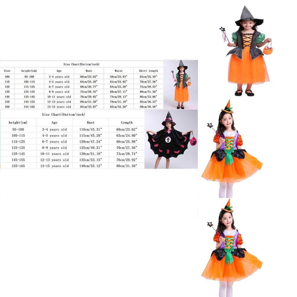 Adorable Children Halloween Witch Costume Gown For Girls With Stylish Bow Design