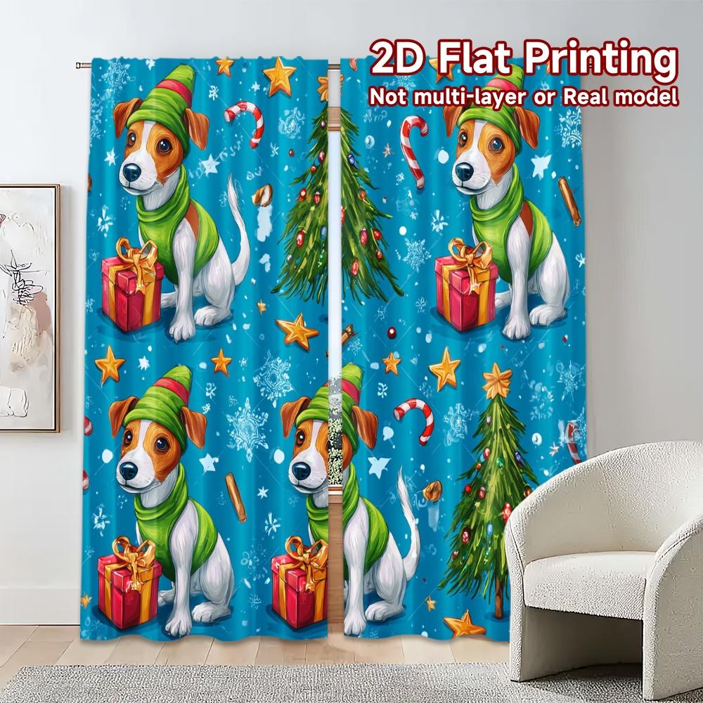 2D Flachdruck, JIT 2 Stück, Vorhänge (Ohne Stange) Festlicher Welpe Beliebte Vorhänge&Gardinen Vielseitig Langlebig Polyester Vorhänge Kunst