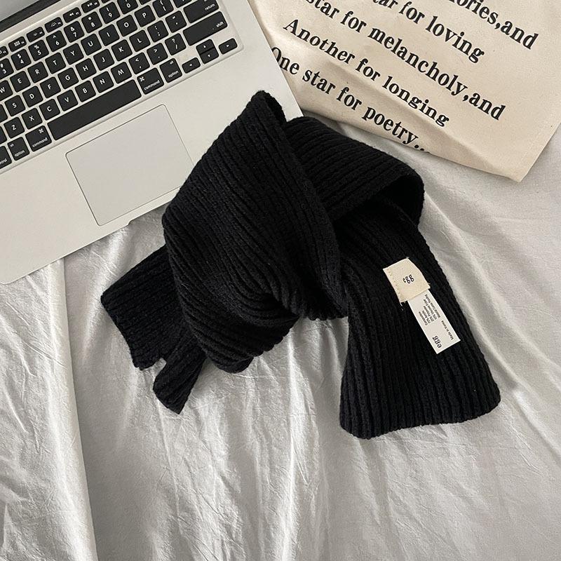 [Dai Green] Autumn and Winter Korean Ins Style Solid Color Simple Egg Cross Perforated Scarf Atmosphere Warm Blue Scarf