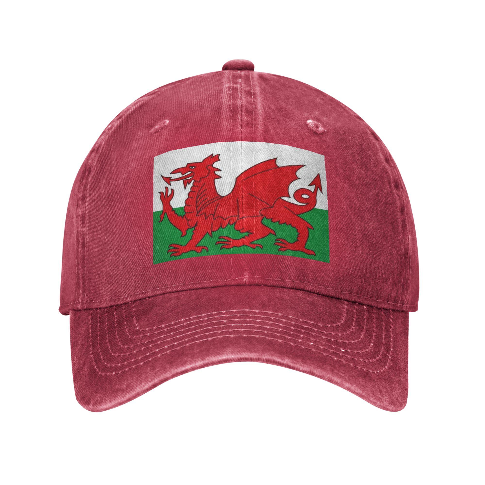 Flag Of Wales Welsh Dragon Denim Cap Casual Baseball Caps Adjustable Hat Summer Unisex Baseball Hats One Size