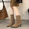 Autumn Fashion Pointed Toe Women Ankle Boots Street Style High Heels Party Stripper Female Short Booties