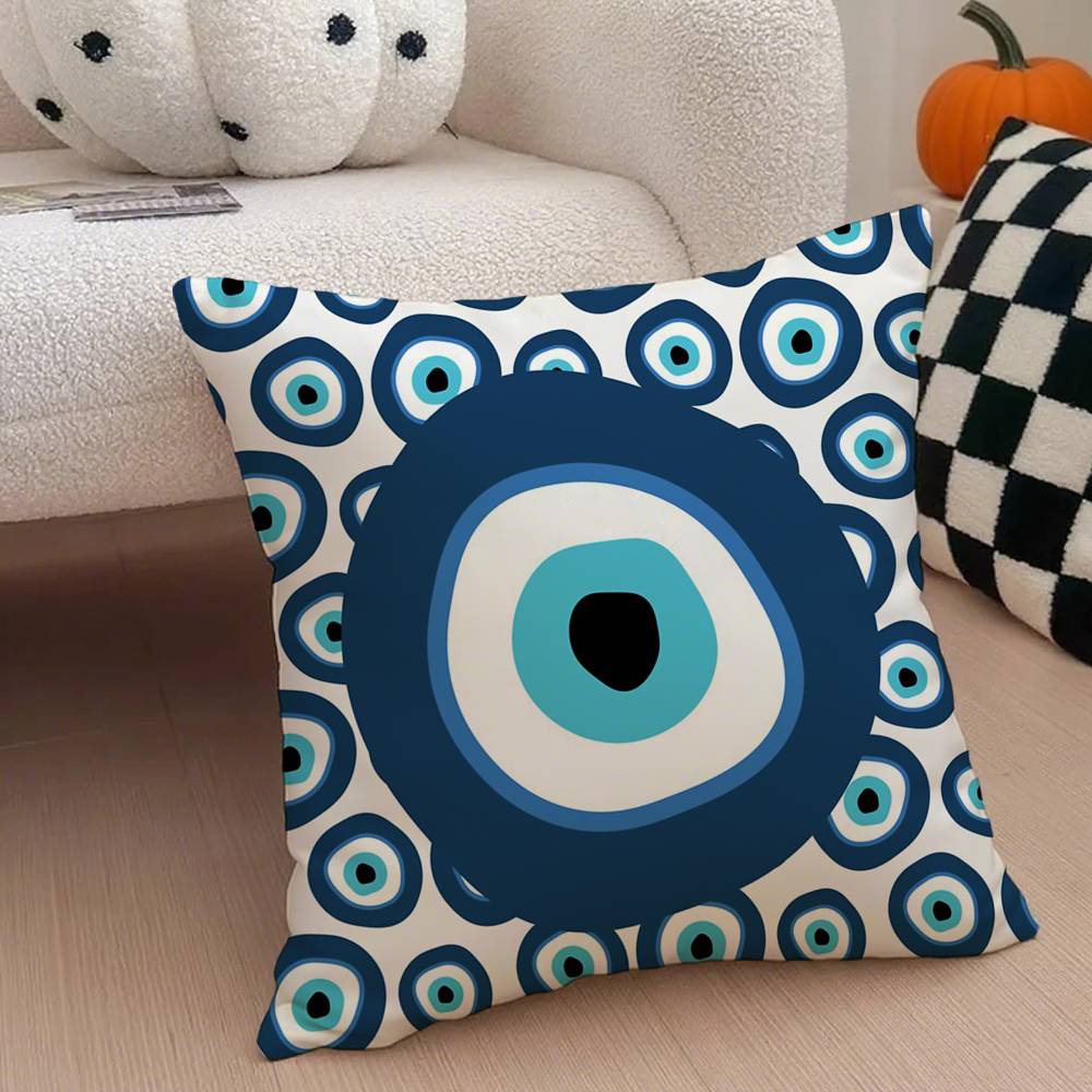 Classic Prank Evil Eyes Pillow Case Comfort Sofa Bed Silky Elegant Invisible Zipper Decorative Cushion Cover