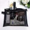 Fashion Small Large Black Organizer Toiletry and Makeup Pouch Transparent Mesh Zipper Cosmetic Bag Women Necessary Organizer