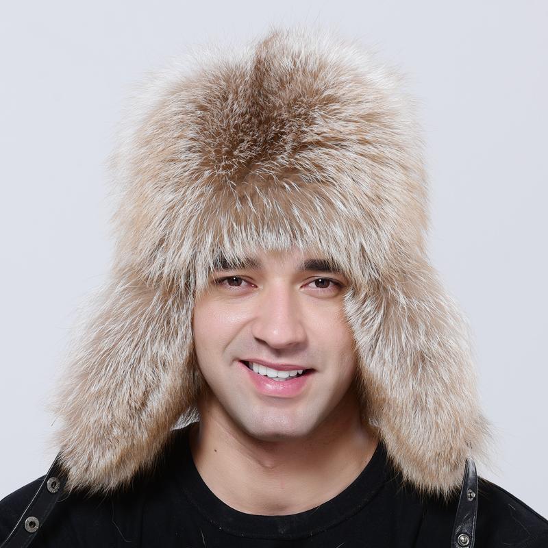 Fox Hair Lei Feng Hat Men's Raccoon Hair Northeast Winter Middle-aged and Elderly Warm Fur Leather Cotton Hat Men's Winter