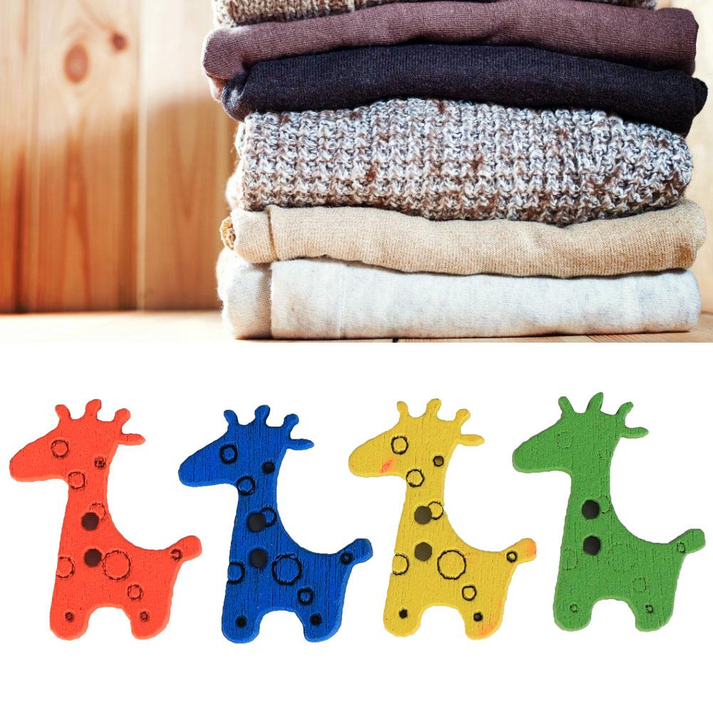 100Pcs Wood Button Colorful Giraffe Shape Craft Kid Clothes Accessories 25x20mm25x20mm