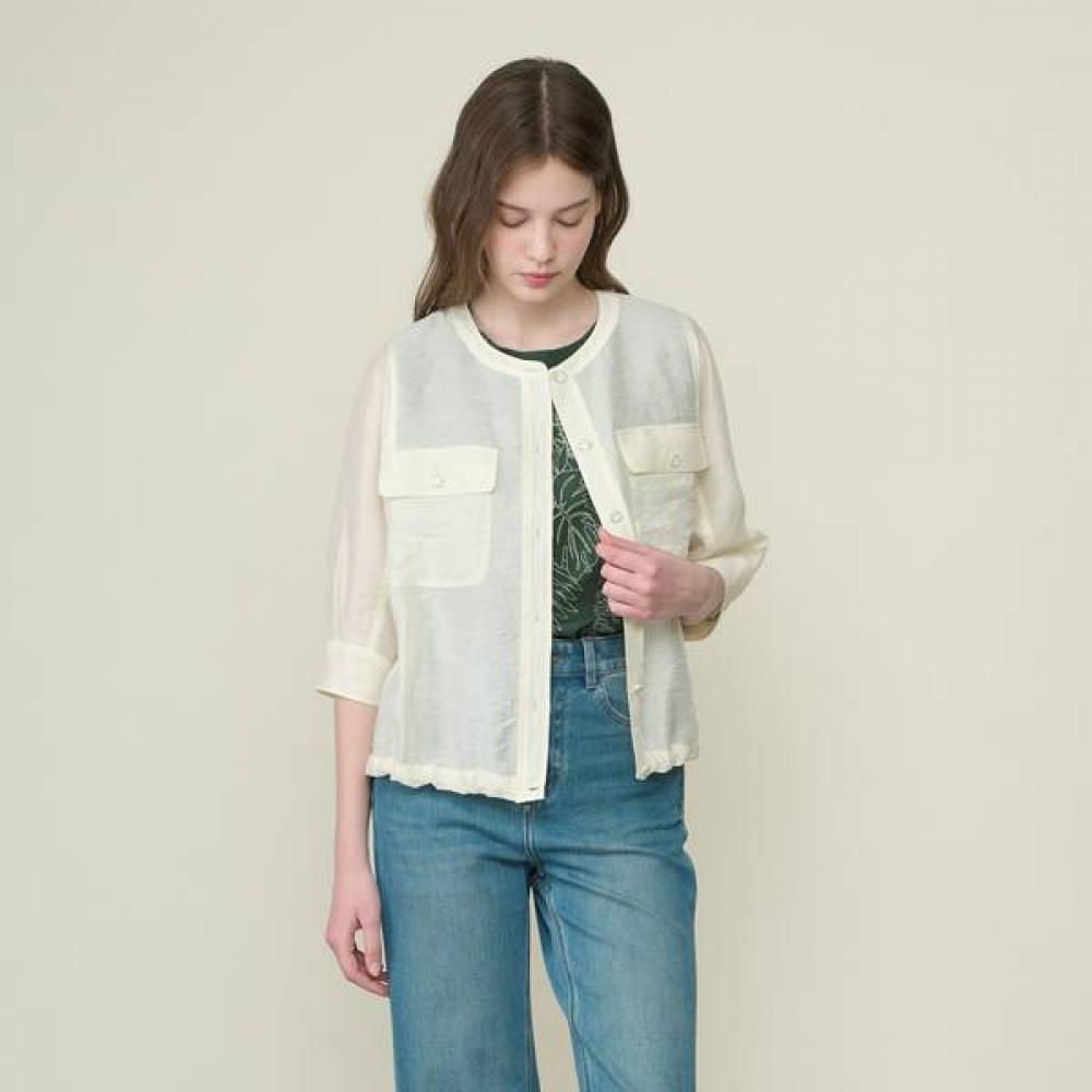Bcbg Round Neck Two Pocket Outer Blouse B6m5b443 cream (14)/55