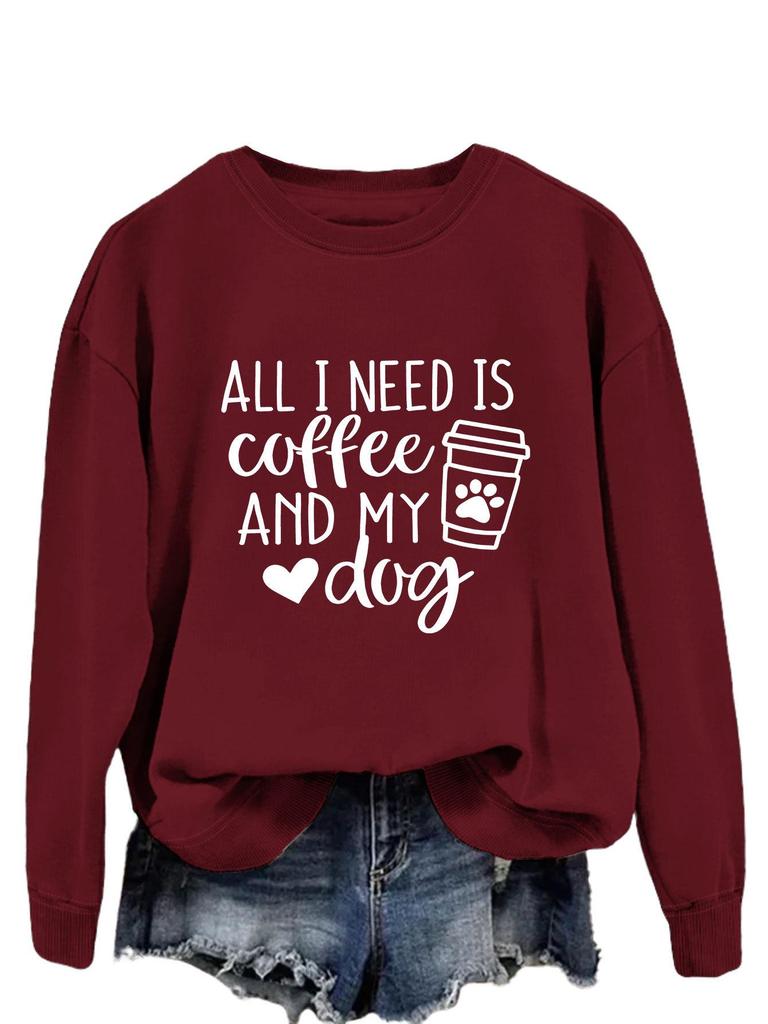 ALL I NEED Loose-Fit Round Neck Pullover Hoodie
