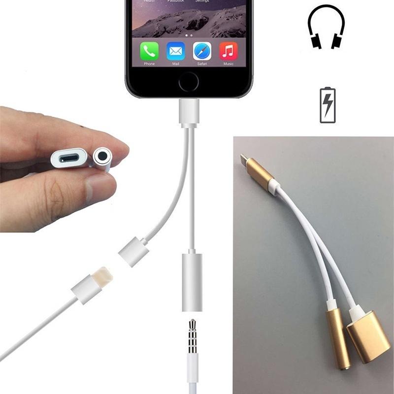 2in1 Lightning To 3.5mm Audio Headphone Adapter Charger Cable For iPhone 7/7 Plus