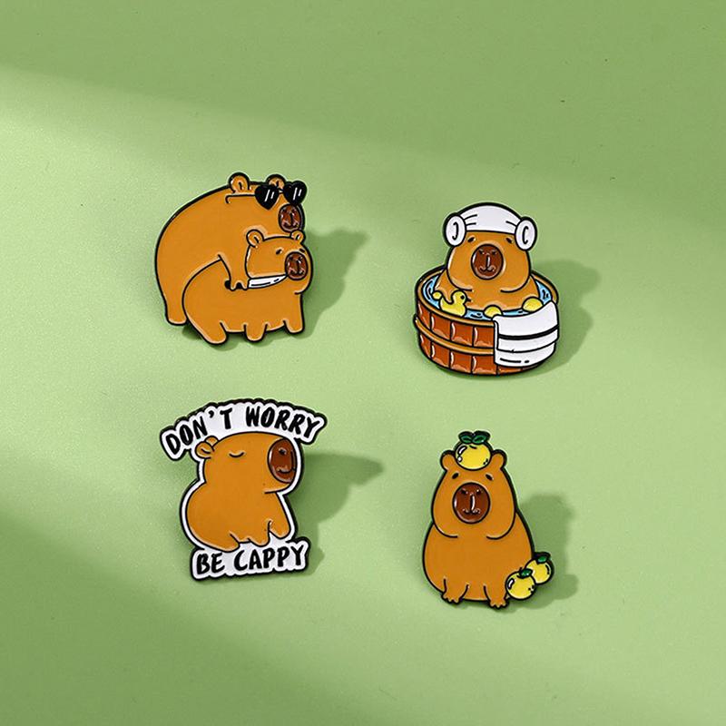 Capybara And Yuzu Enamel Pins Custom Badges Animal Jewelry Gift For Friends Gift