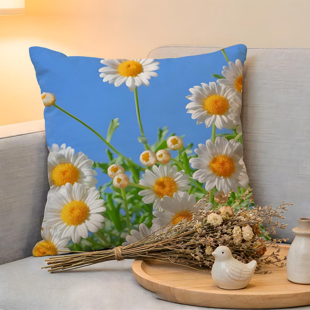 Cushion Cover  Linen  SkinFriendly Soft Decorative Case For Sofa Home Decor Fashion Daisy Pillow Cover