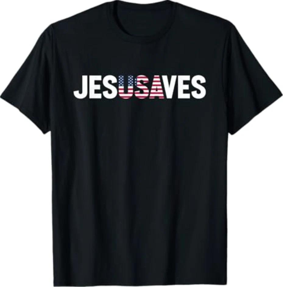 4th of July Christian Jesus Saves USA Flag Patriotic T-Shirt 3XL