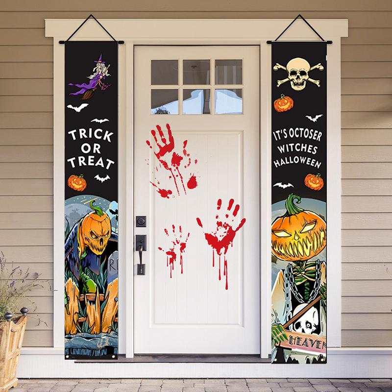 Day of The Dead Hanging Flags Halloween Horror Themed Party Decor Flag Halloween Wall Door Hanging Decor Door Curtain Banner