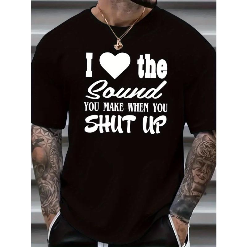 

European size Plus Size Men s Trendy Comfy T-Shirt - Breathable, Stretchy, Short Sleeve, Casual Top for Summer - Love The Sound You Make S чорний