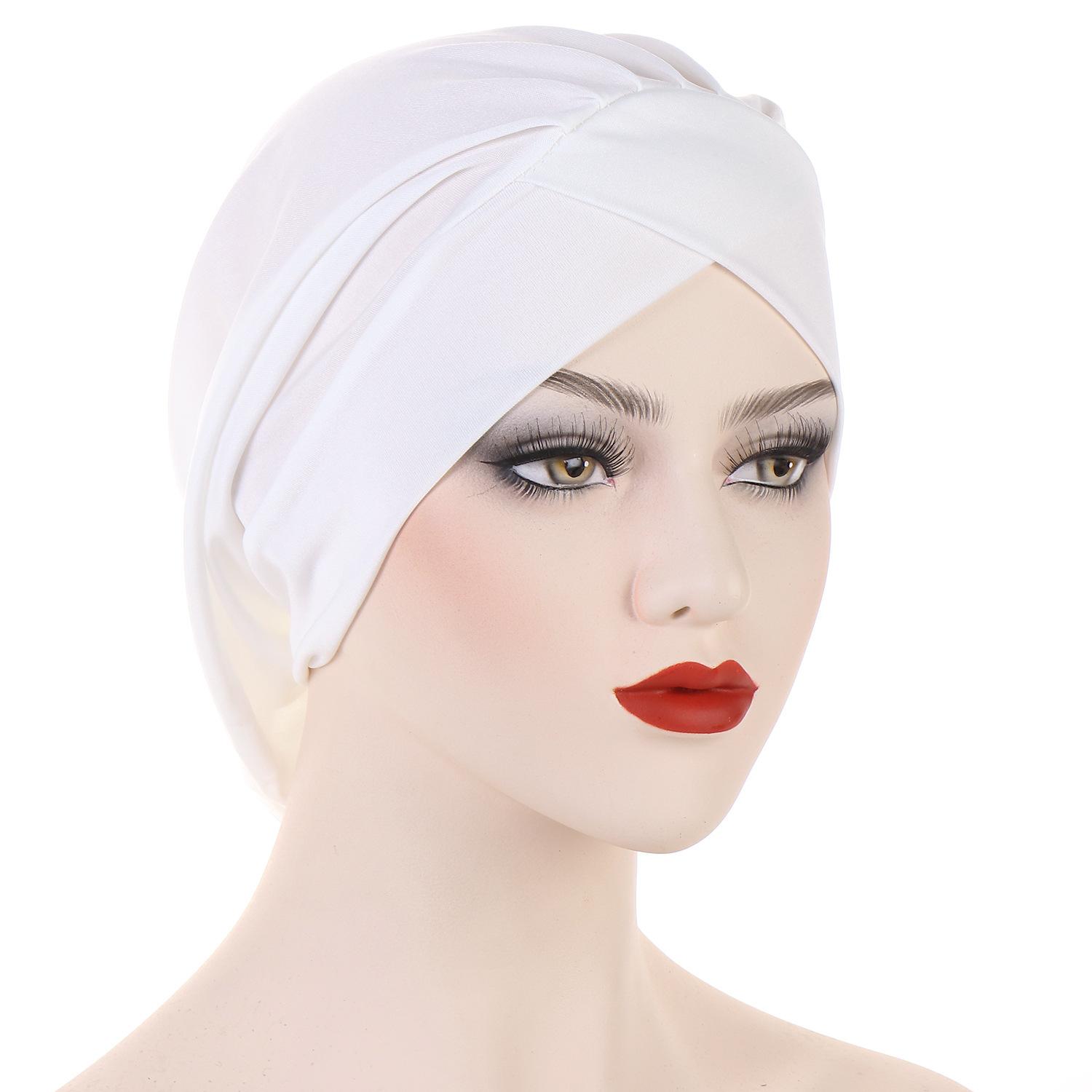 

JYL TS DIY Button Turban Hat Women Muslim Cap Cotton Blend White печінковий