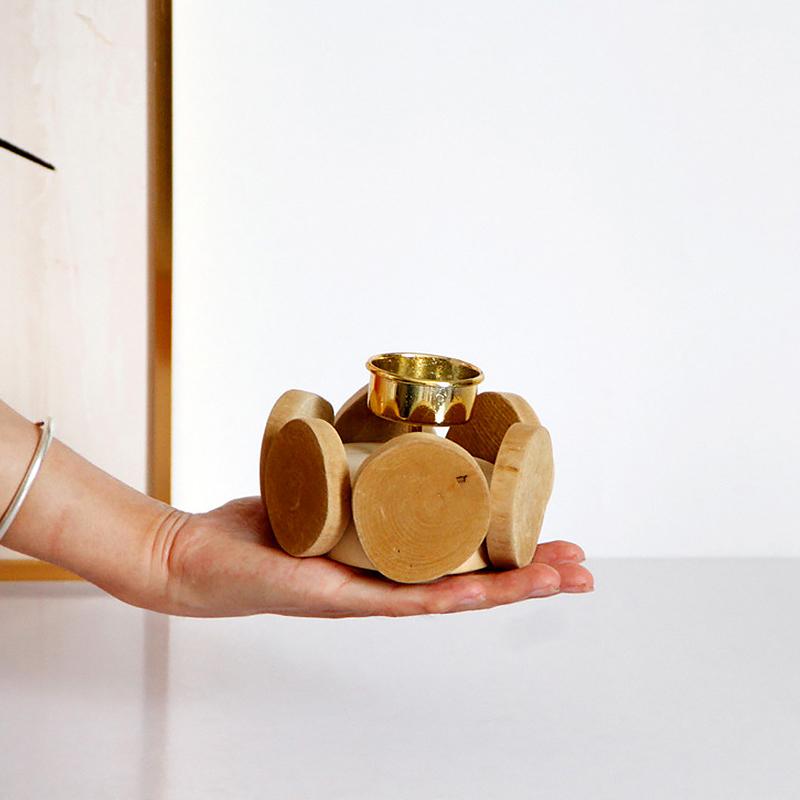 1PC Candle Holder Creative Tea Light Holder Rustic Home Decor Candlestick Holder Wooden Candle Cup Glass/Metal