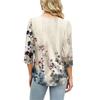 Damen Freizeit lockerer Schnitt Rundhalsausschnitt Oberteil Dreiviertelärm Blumenprint Leichte Bluse für den Alltag