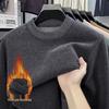 Herren Strickpullover mit Fleecefutter - Faux Nerz Kaschmir, Unifarben, Rundhalsausschnitt, Warme Herbst-/Winter-Herrenbekleidung